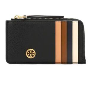 Tory Burch Robinson Pebbled Leather Card Case One Size, BLACK